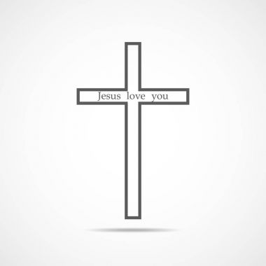Gri Hıristiyan çapraz simgesi. Vektör çizim.