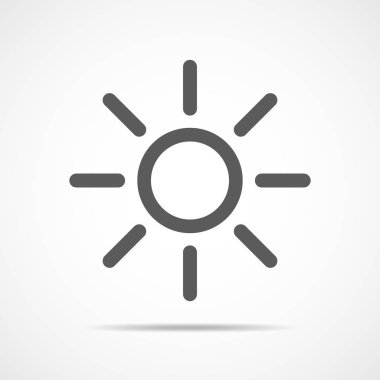 Gri güneş simgesi. Vektör çizim