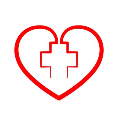 Kalp ile tıbbi çapraz. Vektör çizim.