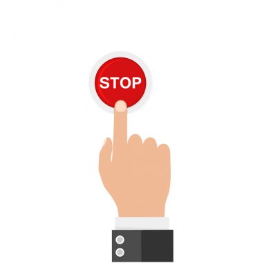 Kırmızı düğmeye Stop el parmak basarak. Vektör çizim