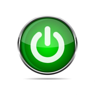 3D parlak güç düğmesi. Vektör çizim.