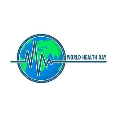 Dünya Dünya Kalp beat işareti simgesi ile. Vektör çizim