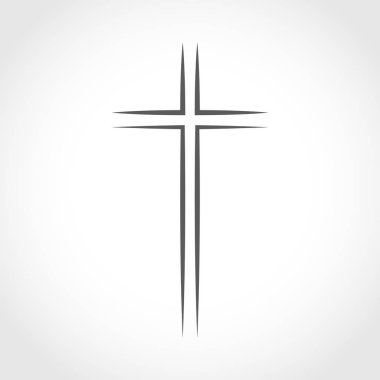 Gri Hıristiyan çapraz simgesi. Vektör çizim.