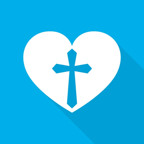 心与基督教的十字架。矢量图. — 图库矢量图片