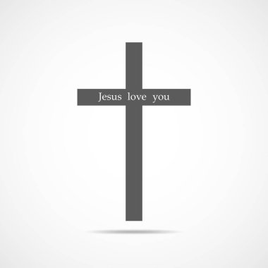 Gri Hıristiyan çapraz simgesi. Vektör çizim.