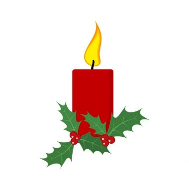 Noel mum ile holly Karpuzu. Vektör çizim