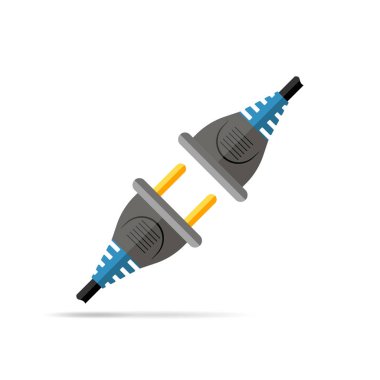 Tak ve soket simgesi tel. Vektör çizim