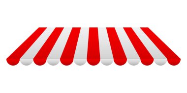 Striped red and white tent. Vector illustration clipart