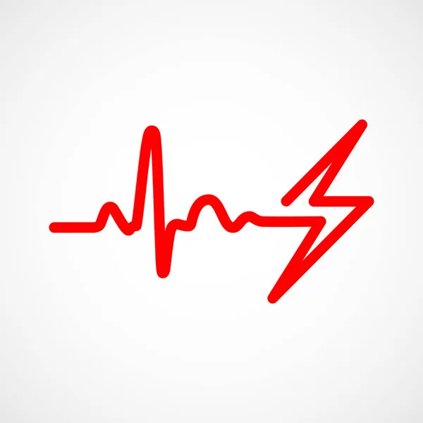 Heartbeat skylt med lightning. Vektorillustration. — Stock vektor