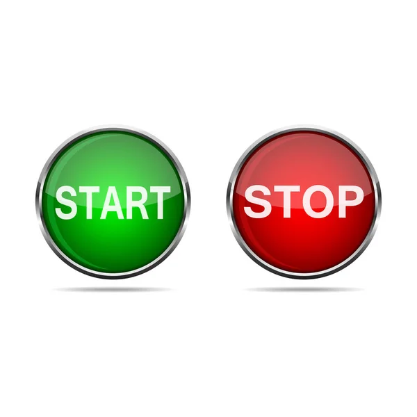 3D кнопки START и STOP. Векторная иллюстрация . — стоковый вектор