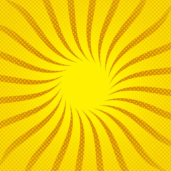 Rayos de sol amarillos de medio tono de fondo. Ilustración vectorial . — Vector de stock