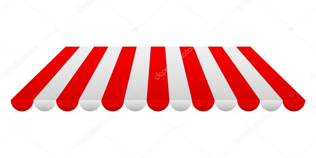 Striped red and white tent. Vector illustration