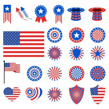 Amerikan renk tasarım kümesi simgeler. Vektör çizim.