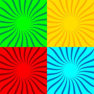Pop art güneş ışınları arka planlar kümesi. Vektör çizim