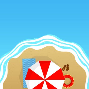 Yaz deniz ve plaj. Vektör çizim