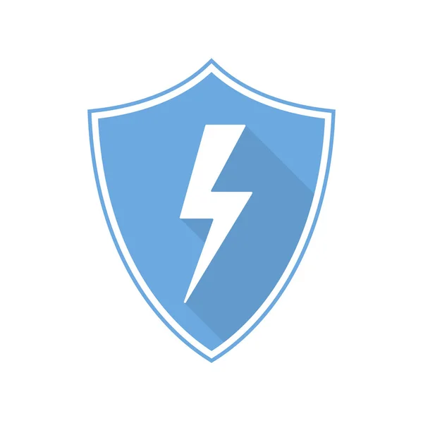 Blaues Schild mit Blitz-Symbol. Vektorillustration — Stockvektor