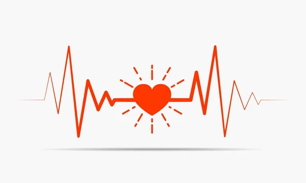 Hjärta med heartbeat tecken. Vektorillustration. — Stock vektor