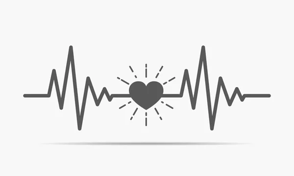 Corazón con signo de latido. Ilustración vectorial . — Vector de stock