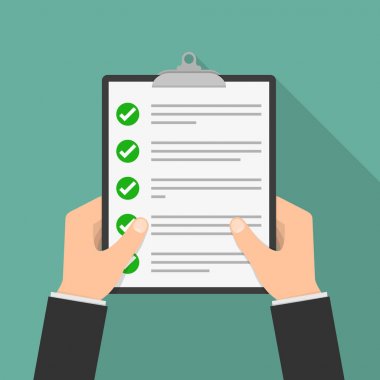 Rapor dosyası elinde. Vektör çizim.