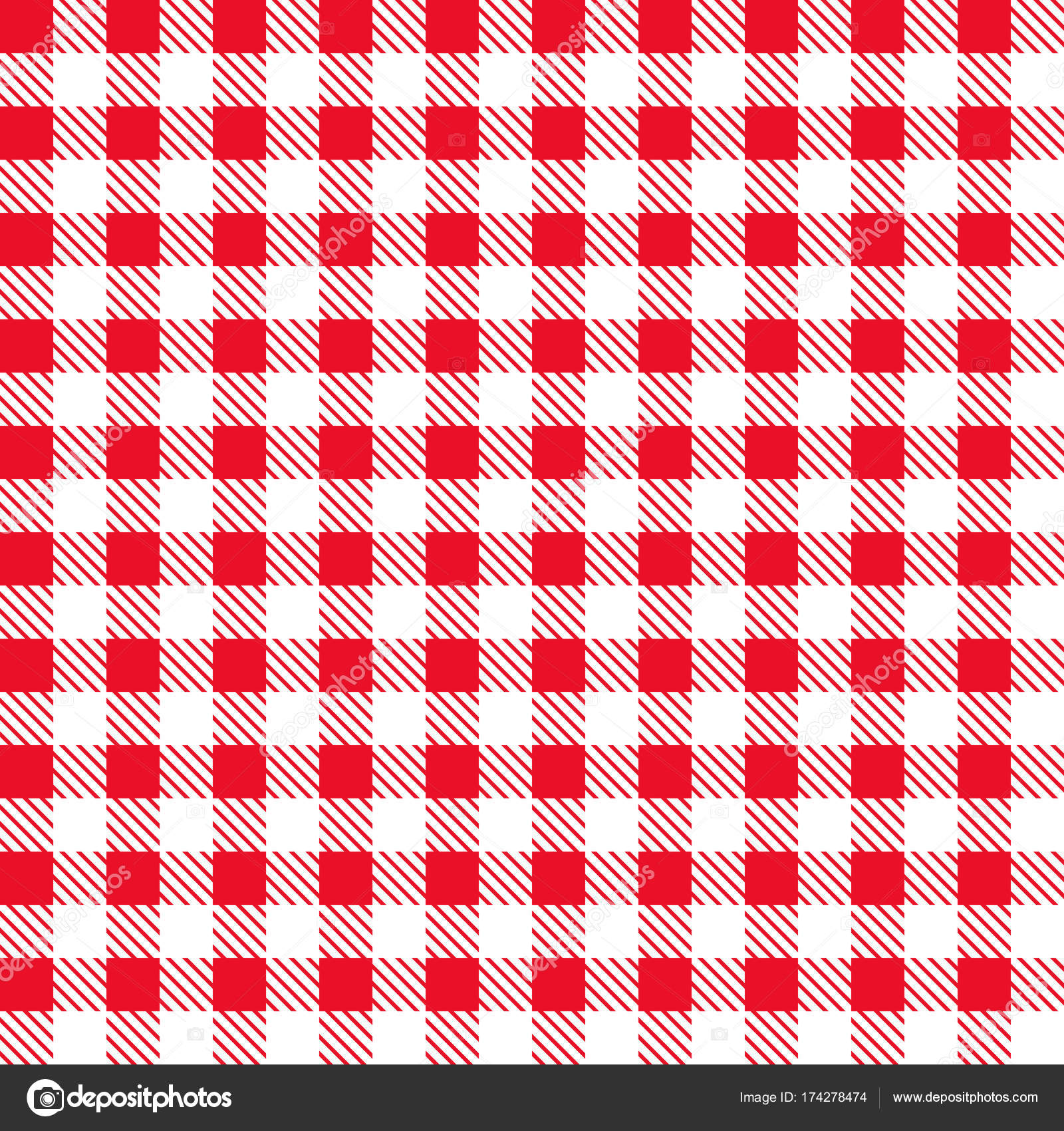 Vetor de fundo de textura de padrão de tecido xadrez quadrado vermelho e  branco