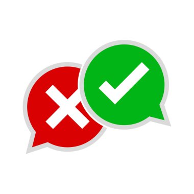 Evet ve hiçbir onay işaretleri. Vektör çizim.