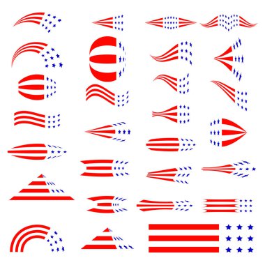 Amerikan renk tasarım kümesi simgeler. Vektör çizim.