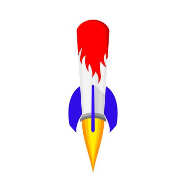 Uzay gemisi simgesi düz tasarım. Vektör çizim.