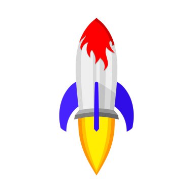 Uzay gemisi simgesi düz tasarım. Vektör çizim.