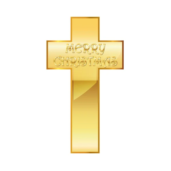 Złoty Krzyż chrześcijański na Boże Narodzenie. Ilustracja wektorowa — Wektor stockowy