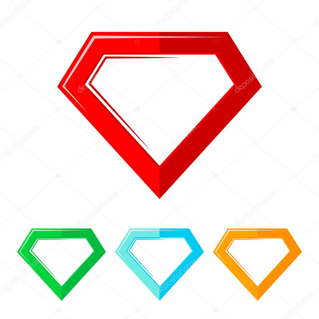 Set of bright superhero color logos, on white background. Vector illustration. Superhero logo in flat design