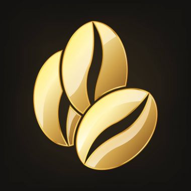 Altın kahve çekirdekleri. Vektör çizim