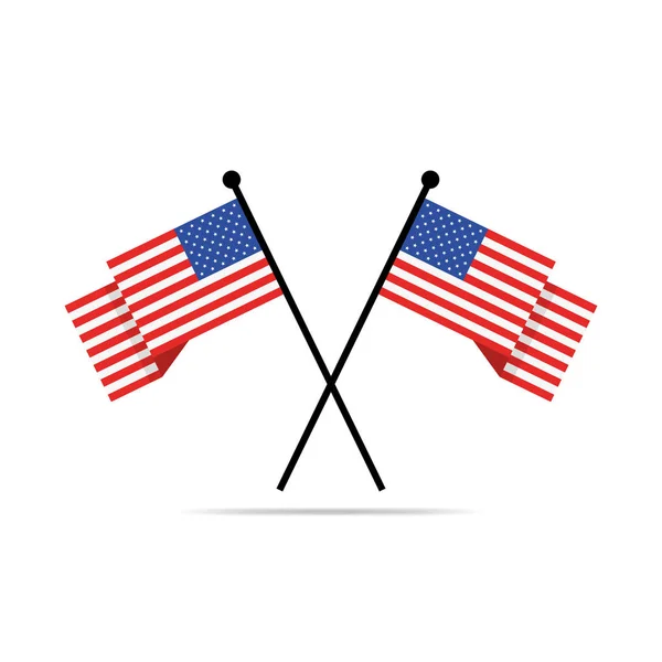 Dos banderas americanas cruzadas. Ilustración vectorial . — Archivo Imágenes Vectoriales