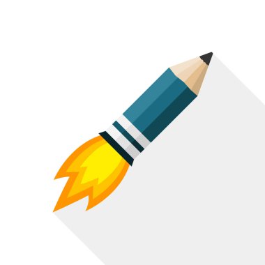 Roket kalem ateşle. Vektör çizim.