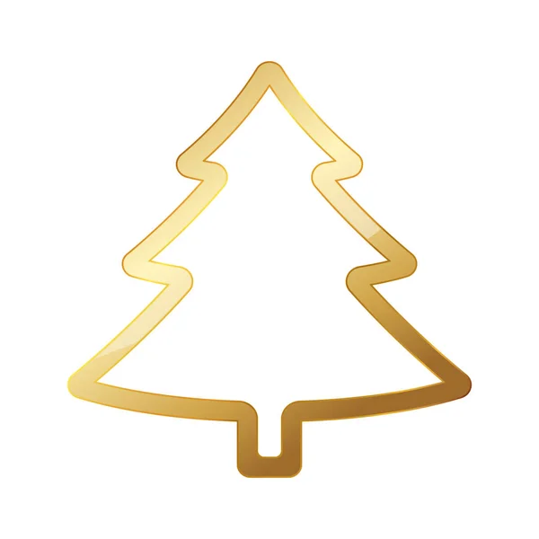 Golden Christmas tree. Vektoros illusztráció. — Stock Vector