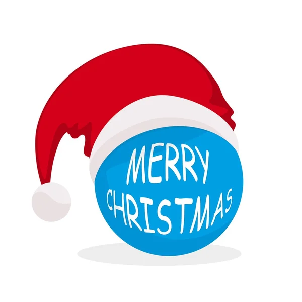 Bola de Navidad con sombrero de Santa. Ilustración vectorial — Vector de stock