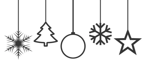 Feestelijke Rode Achtergrond Met Gouden Hangende Sneeuwvlokken Vectorillustratie Merry Christmas — Stockvector