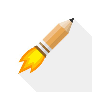 Roket kalem ateşle. Vektör çizim.