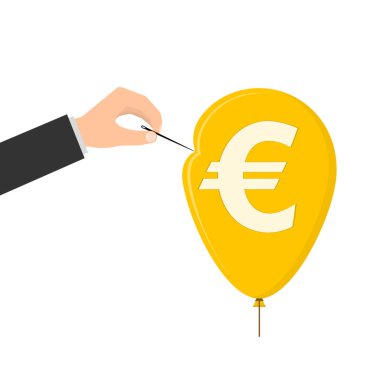 İğne balon delip geçiyor. Vektör illuistration.