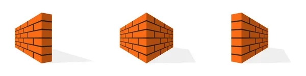 Baksteen Muur Pictogrammen Platte Ontwerp Vectorillustratie Oranje Symbool Van Bouw — Stockvector