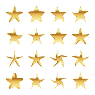 Altın yıldız kümesi. Vektör çizim.