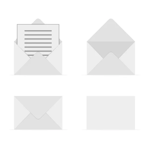 Set van grijze enveloppen. Vectorillustratie — Stockvector