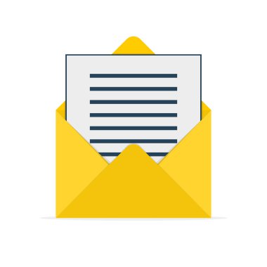 Sarı zarf simgesi. Vektör çizim