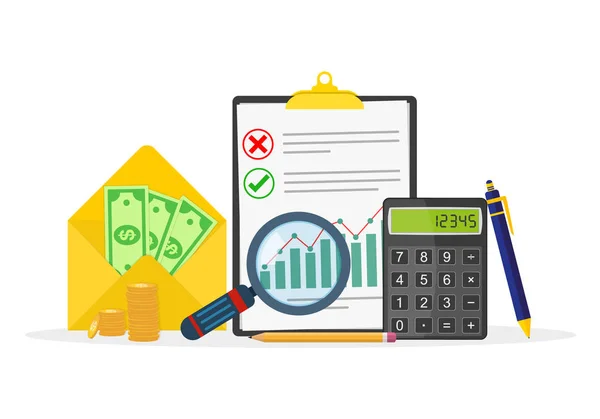 Icônes Paiement Impôt Concept Impôts État Illustration Vectorielle Calcul Rendement — Image vectorielle