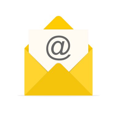 Sarı zarf simgesi. Vektör çizim