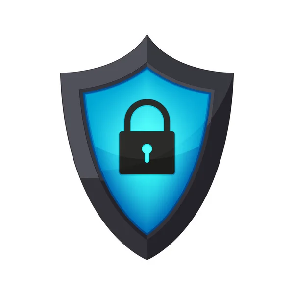 Shield with padlock icon. Vector illustration — Stock Vector