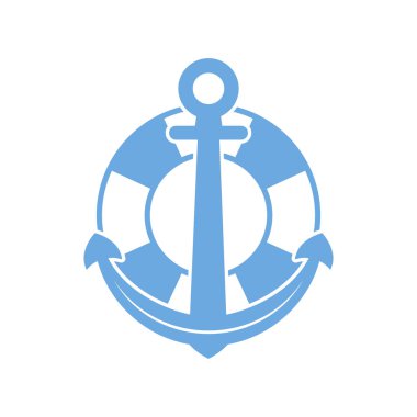 Deniz çapa ve lifebuoy simgesi. Vektör çizim