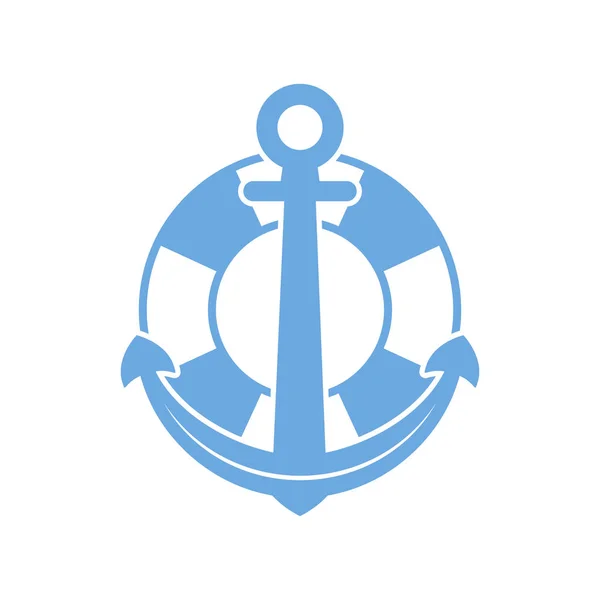 Âncora marítima e ícone da boia salva-vidas. Ilustração vetorial — Vetor de Stock