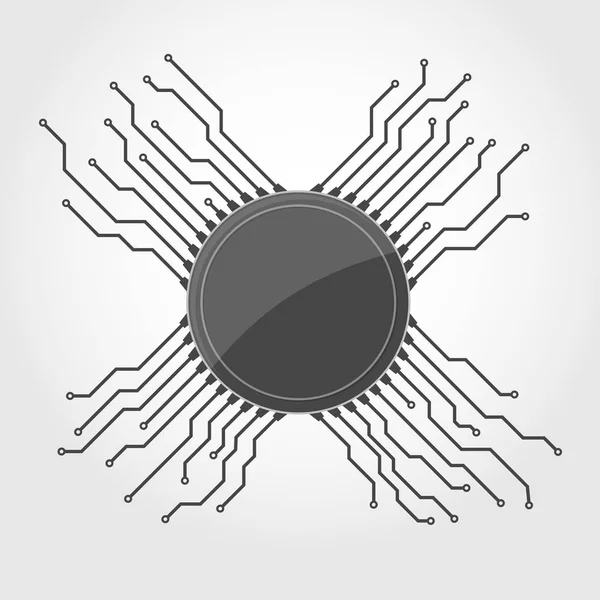 Chip con placa de circuito. Ilustración vectorial . — Vector de stock