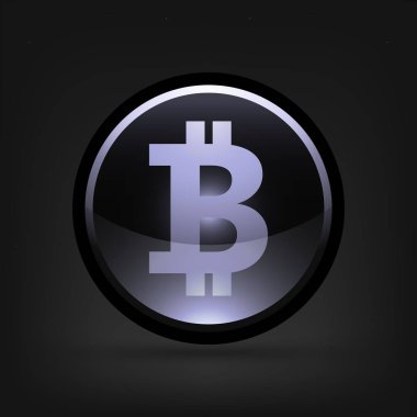 3D Bitcoin para birimi düğmesini. Vektör çizim.