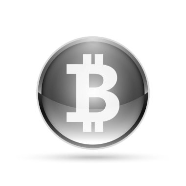 3D Bitcoin para birimi düğmesini. Vektör çizim.